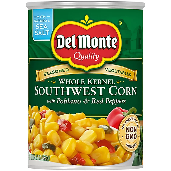 Del Monte Whole Kernel Southwest Corn With Poblano & Red Peppers