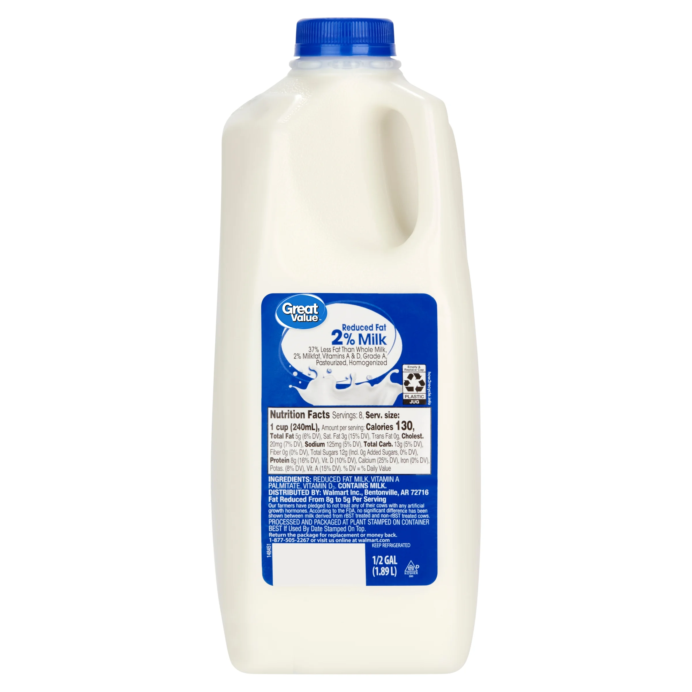 Great Value 2% Reduced Fat Milk