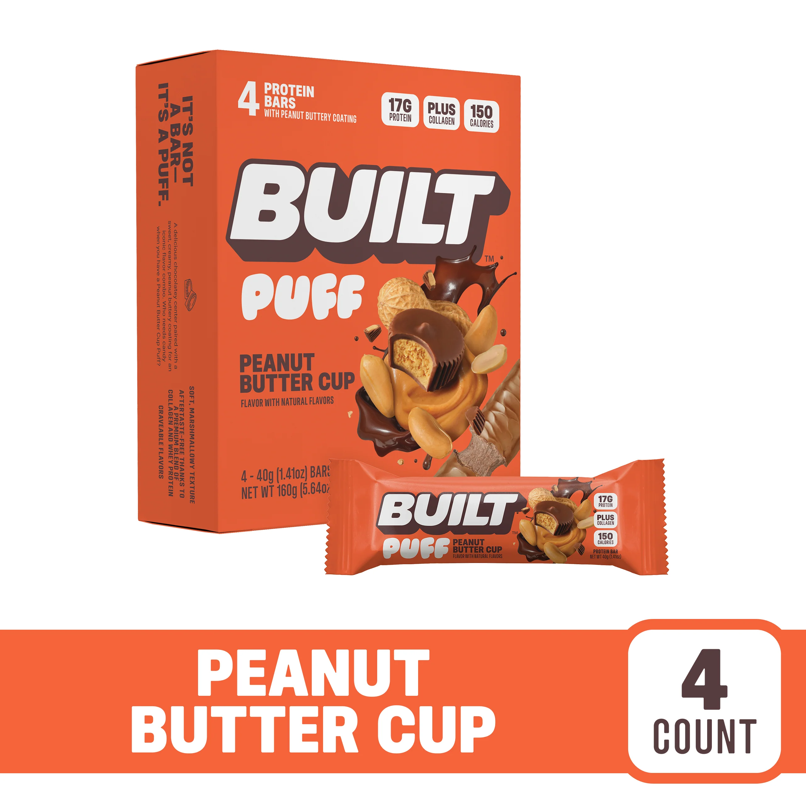 BUILT Puff Peanut Butter Cup Protein Bars