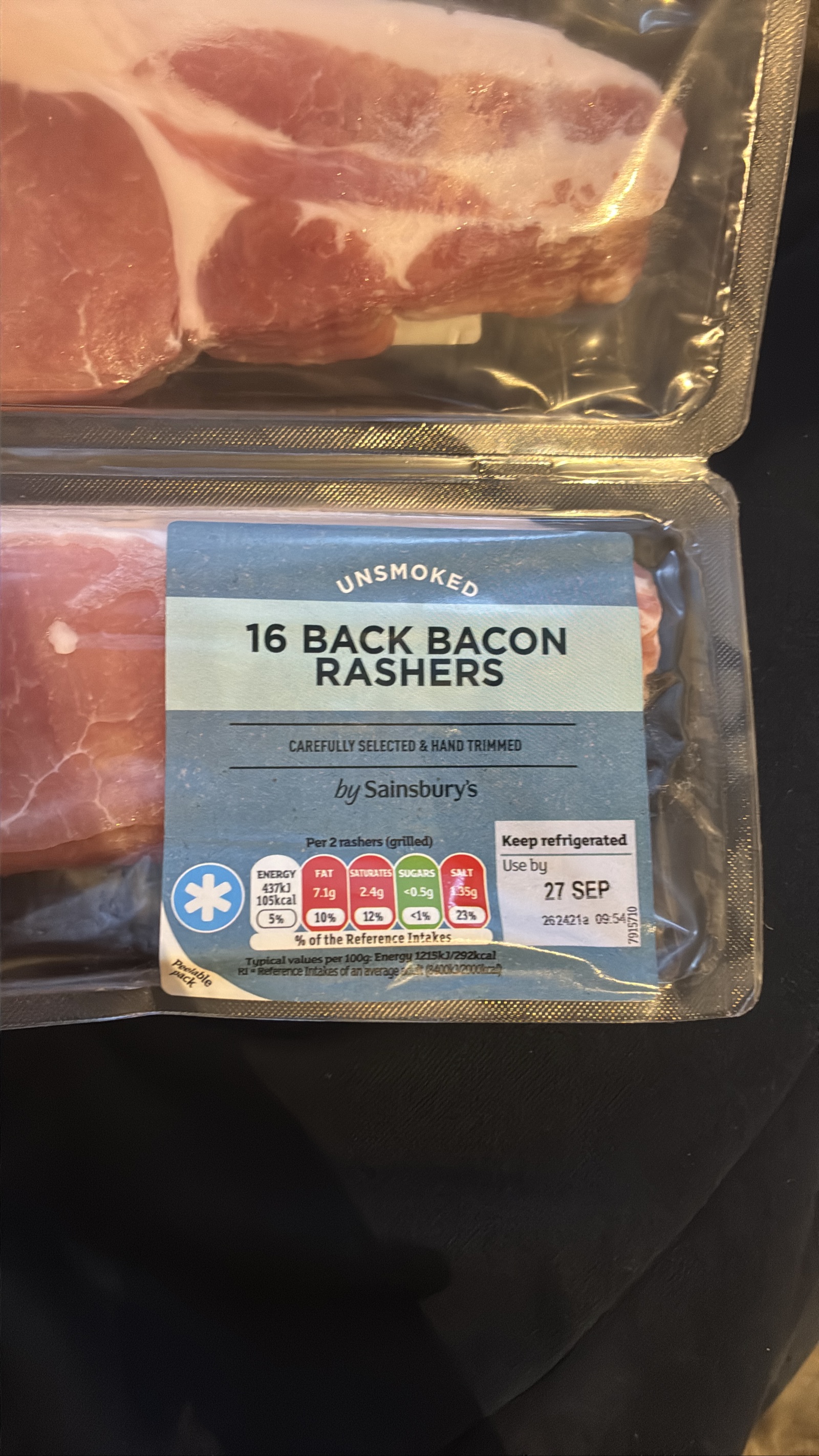 Sainsbury's Back Bacon Rashers