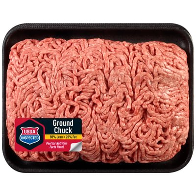 Tray of supermarket ground chuck being scanned